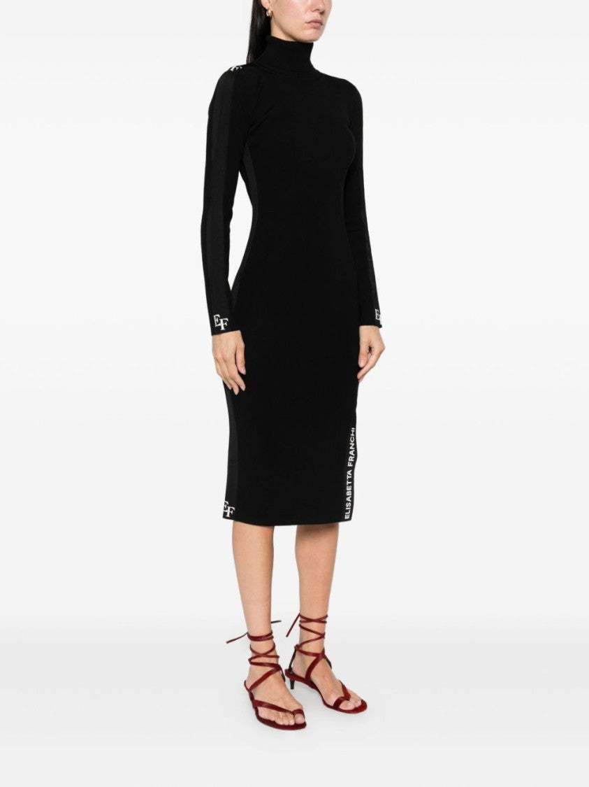Elisabetta Franchi Form-Fitting Black Midi Dress