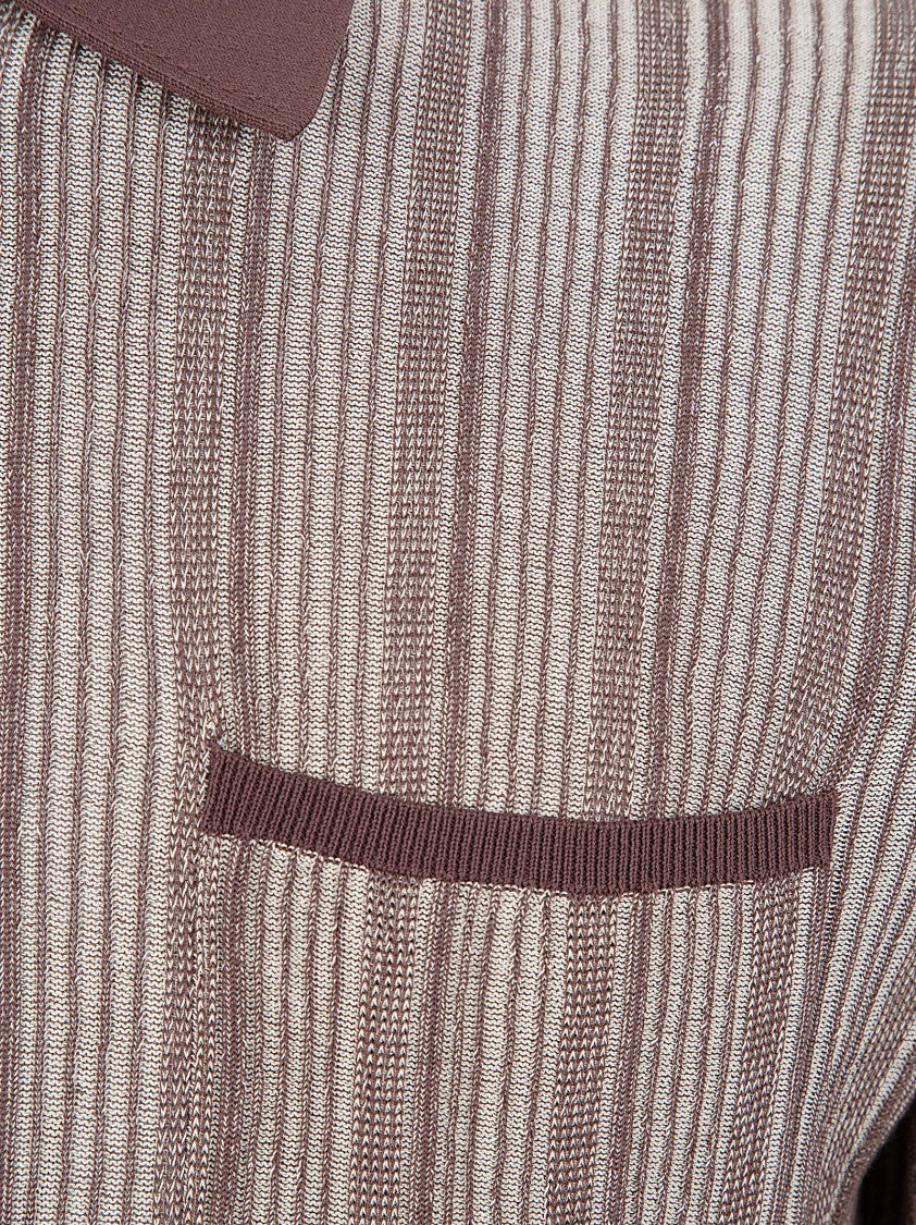 Ballantyne Textured Striped Polo Shirt With Classic Collar And Chest Pocket