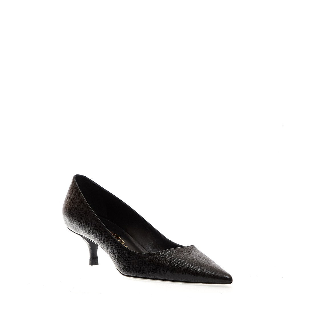 Stuart Weitzman Black Leather Hammered Pumps