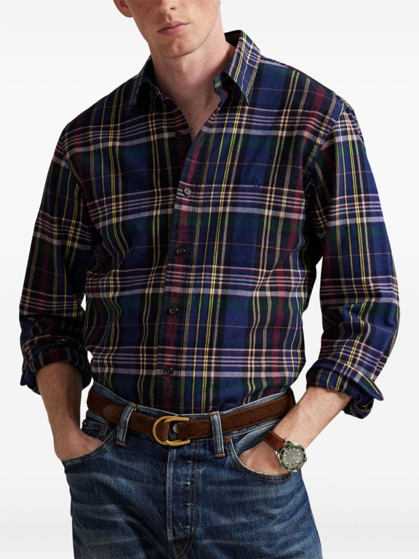 Polo Ralph Lauren Blue Plaid Button-Up Shirt With Traditional Collar