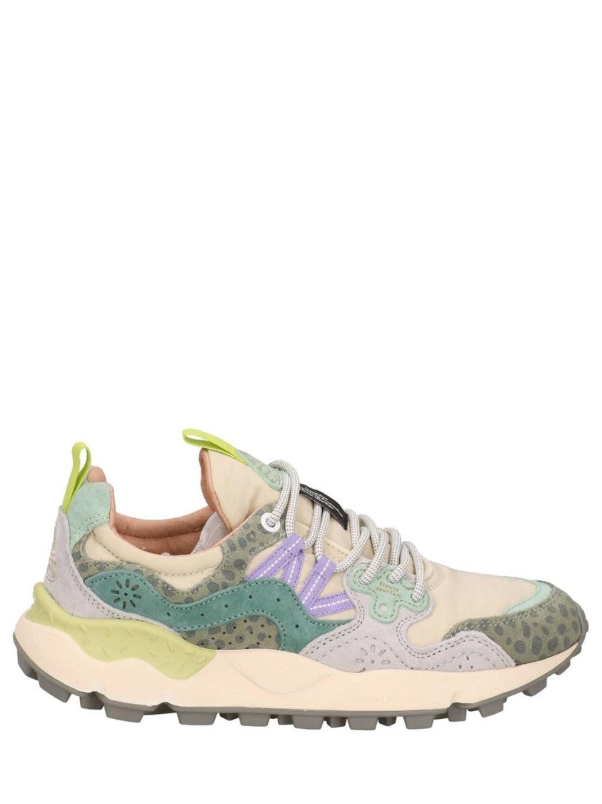 Flower Mountain Pastel-Tone Sneakers With Animal Print Accents