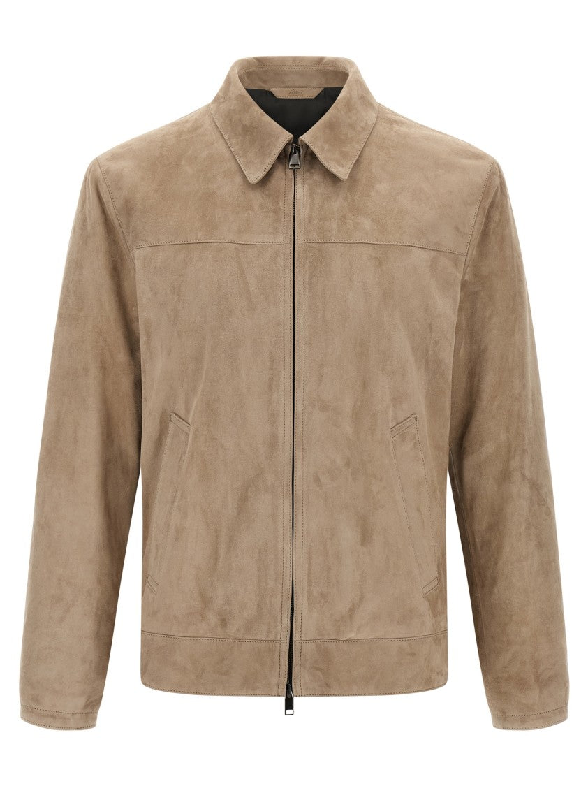 Brioni Classic Suede Blouson With Cupro Lining