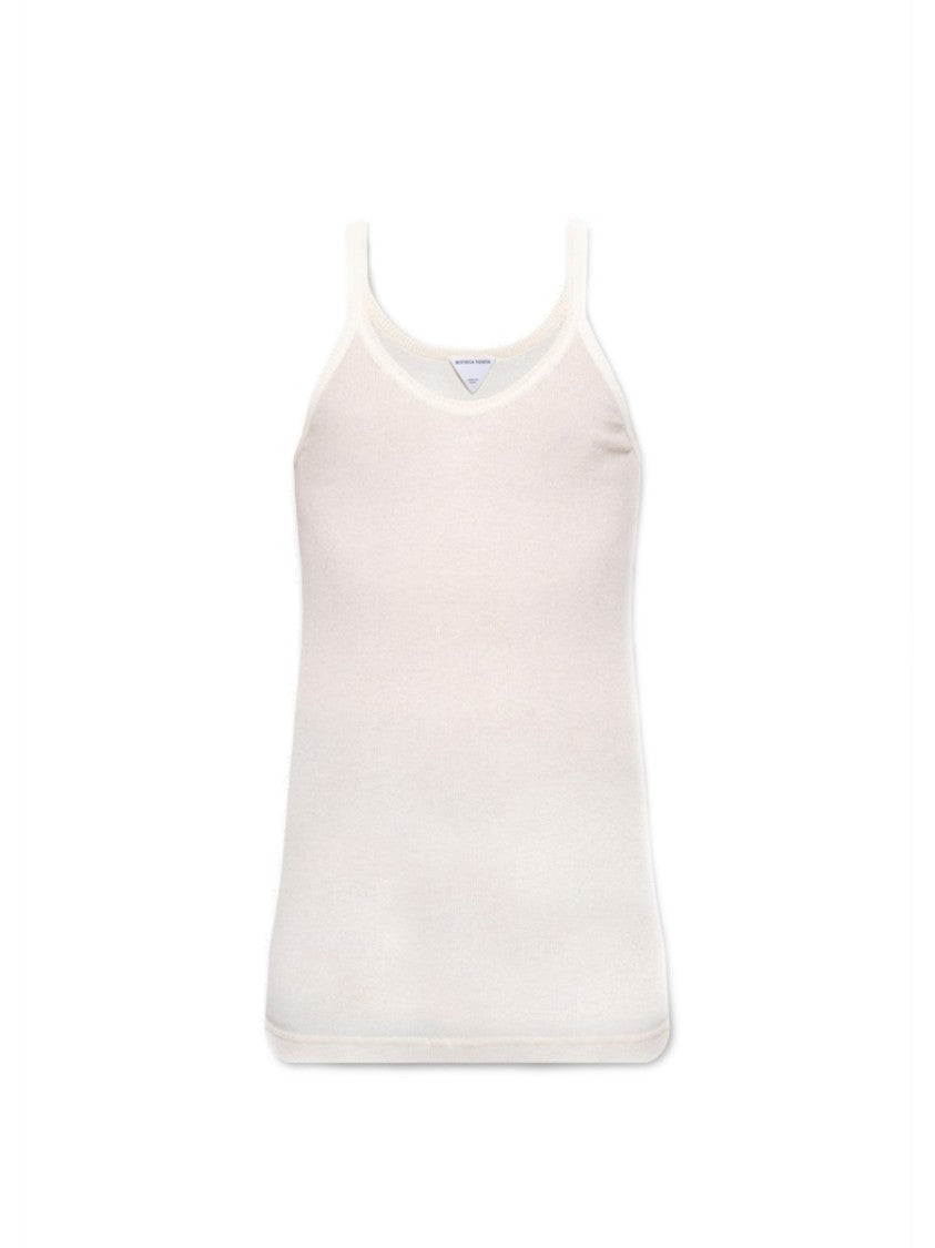 Bottega Veneta Ribbed Cotton Tank Top With Round Neckline