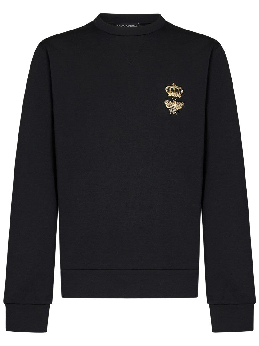Dolce & Gabbana Embroidered Crown And Bee Black Sweatshirt