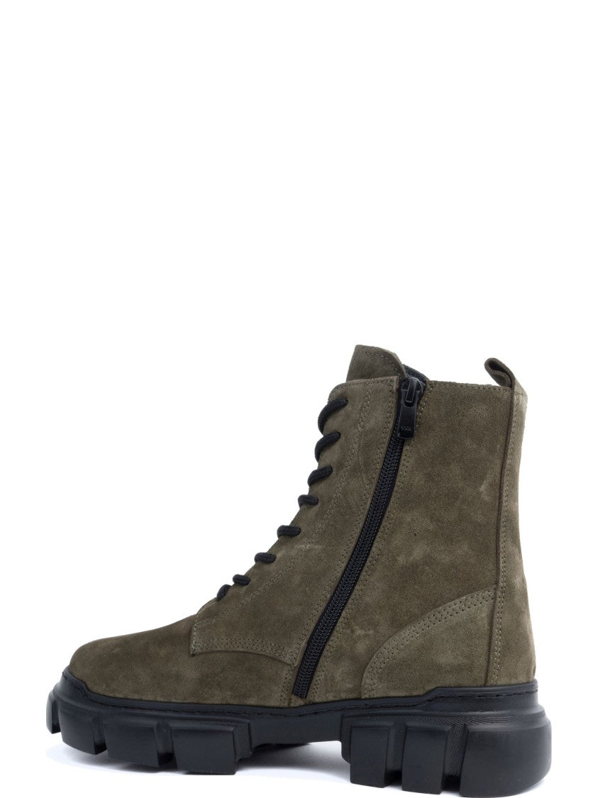 Sergio Moretti Flat Green Leather Ankle Boots