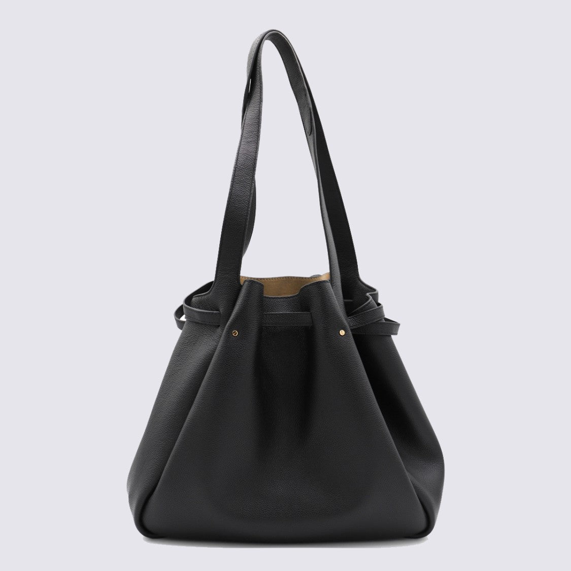 Tory Burch Black Leather Tote Bag With Gold-Tone Accents
