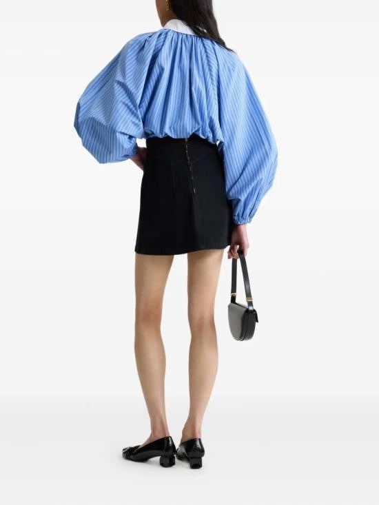 Patou A-Line Black Midi Skirt With Gold-Tone Clasp