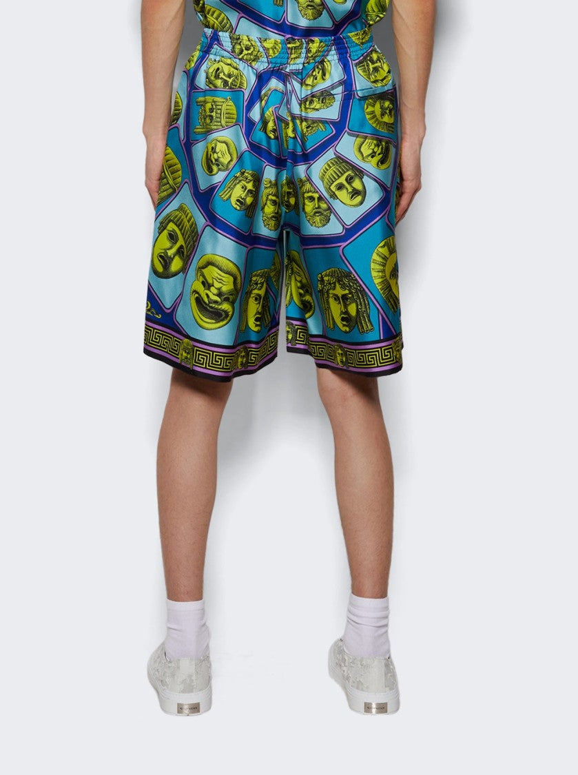 Versace Twill Silk Mask Print Shorts