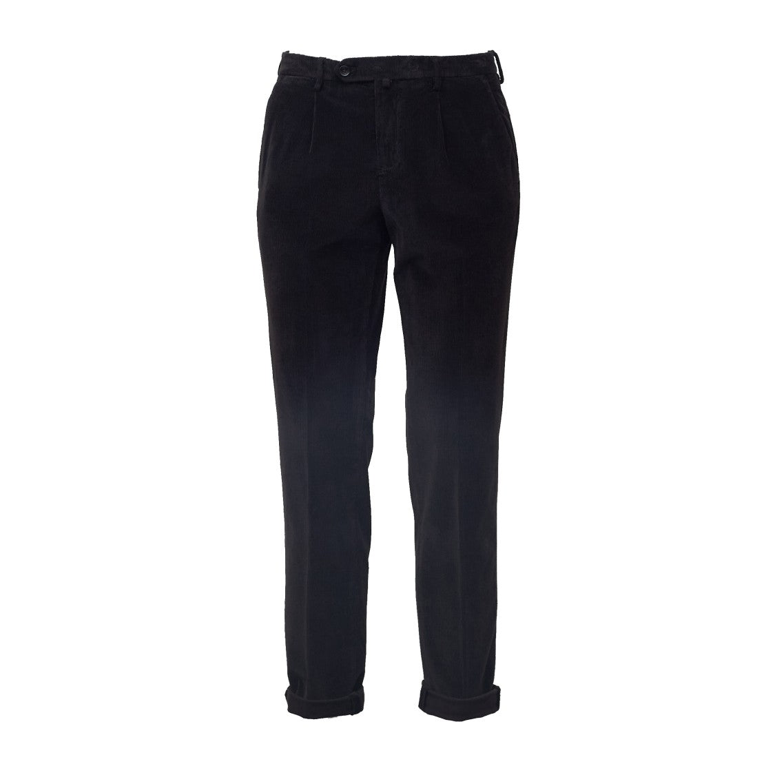 Briglia 1949 Pinces-Detail Black Velvet Pants With Rolled Hem
