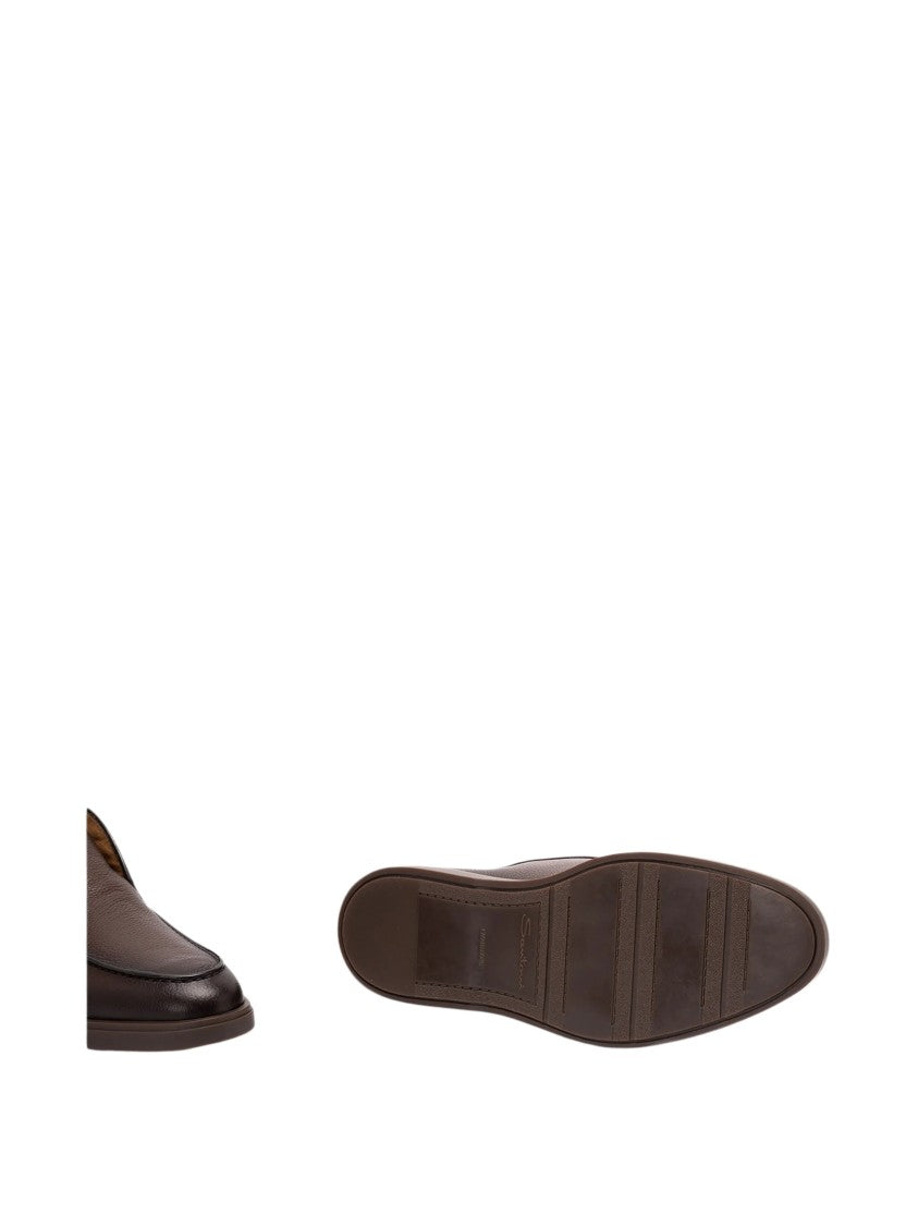 Santoni Textured Leather Slip-On Loafers