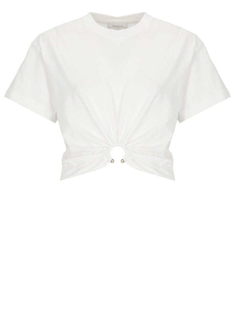 Rabanne White Cropped Cotton T-Shirt