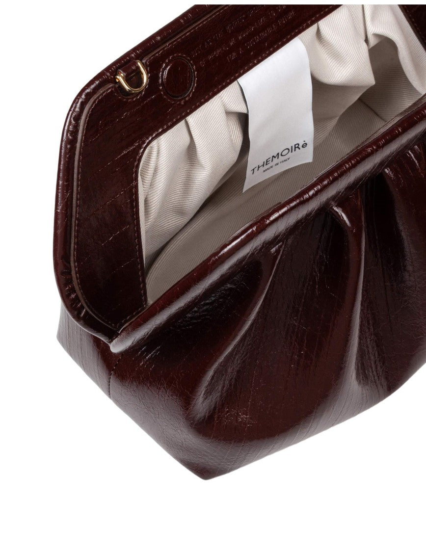Themoirè Chocolate Striped Faux Leather Handbag With Adjustable Strap And Eco-Friendly Lining