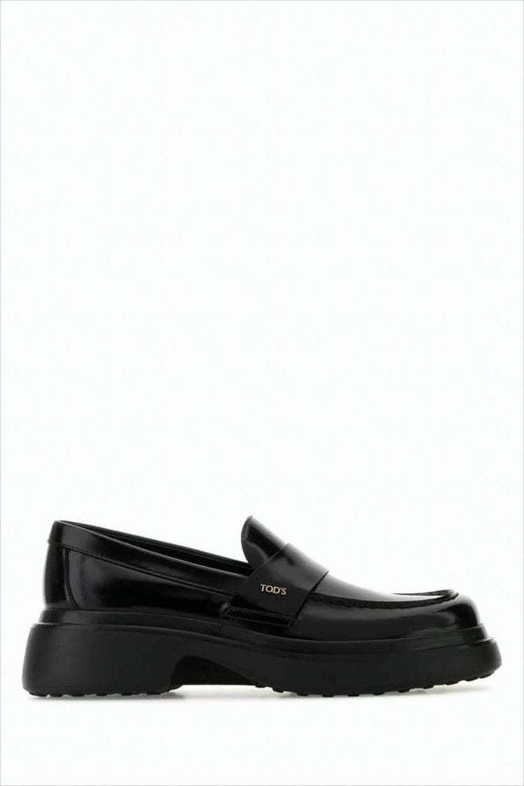 Tod's Rounded Toe Black Calf Leather Loafers