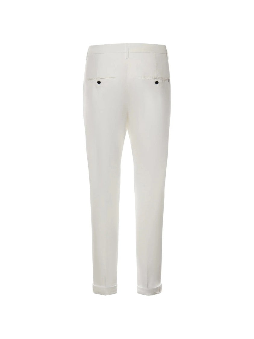 Dondup White Gaubert Regular Fit Stretch Cotton Trousers