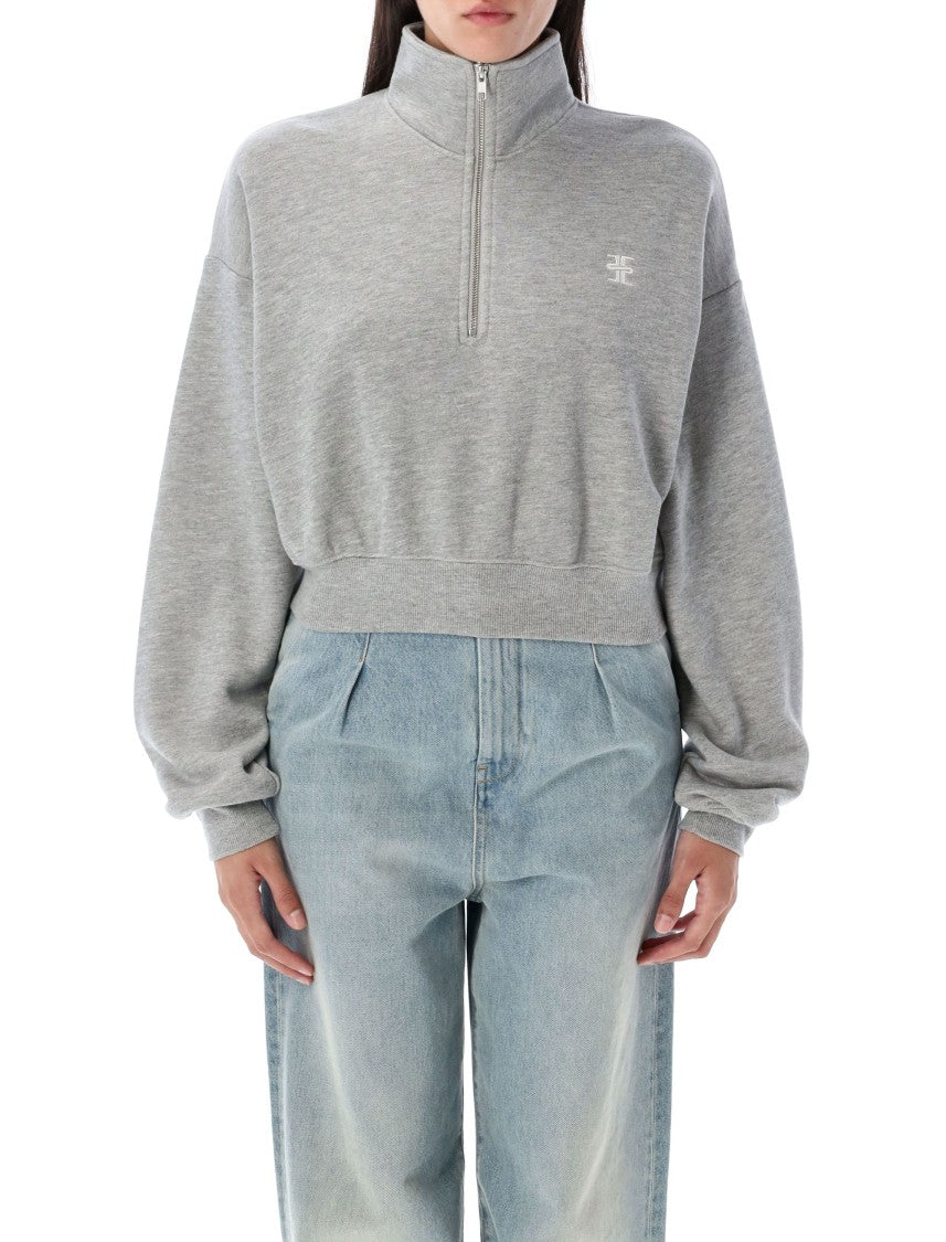 Eterne Half-Zip Cropped Sweatshirt With High Neck