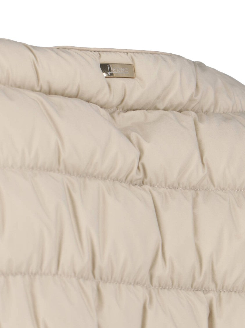 Herno White Jacket With Structured Silhouette And High Collar