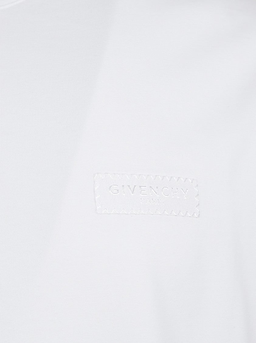 Givenchy Plain White Cotton T-Shirt With Tonal Logo Detail