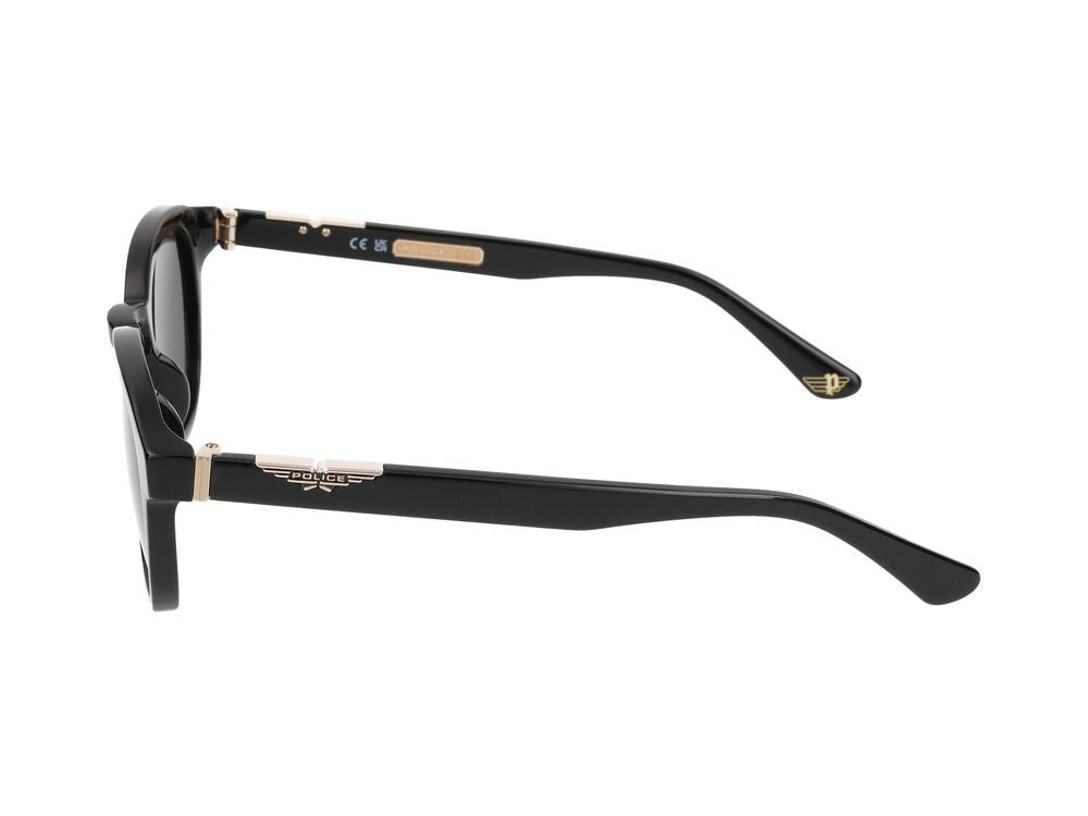 Police Square Frame Sunglasses With Acetate Construction And Metallic Accents