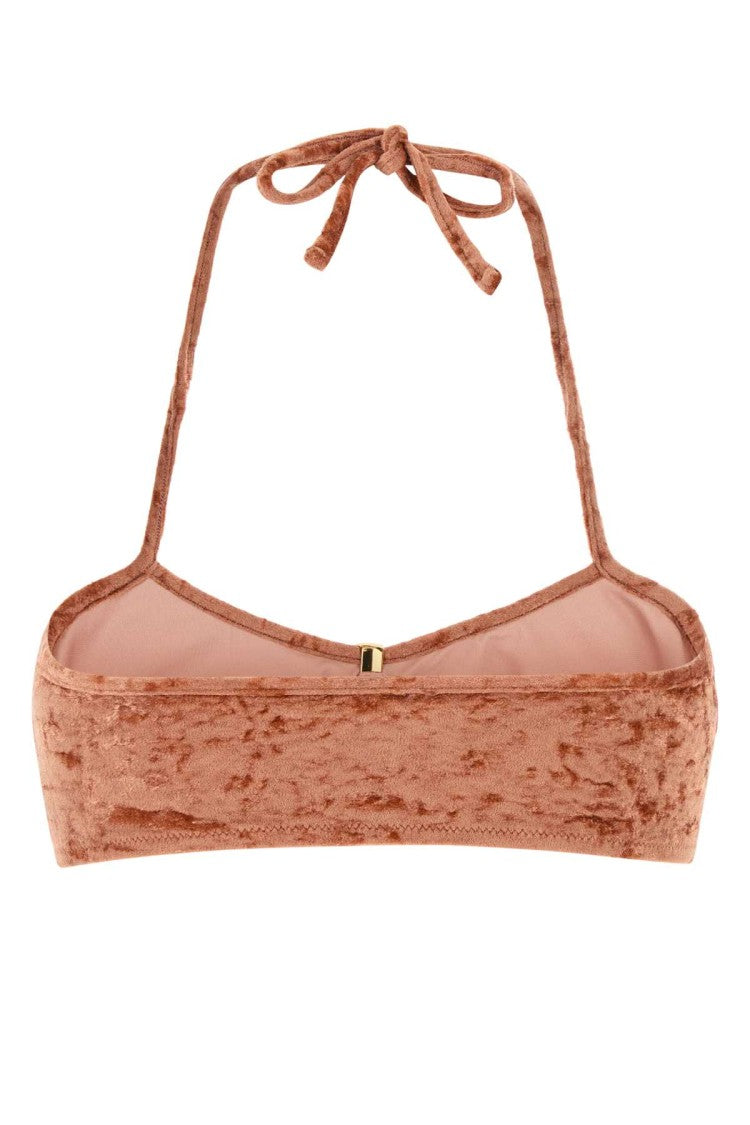 Chloé Peach Stretch Velvet Bikini Top