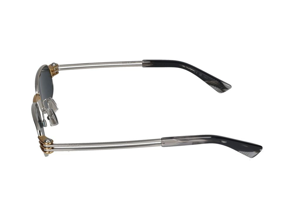 Bottega Veneta Silver Rectangular Metal Frame Sunglasses