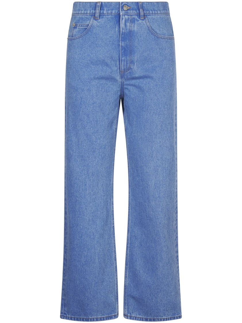 Marni Relaxed Fit Wide Leg Denim Trousers