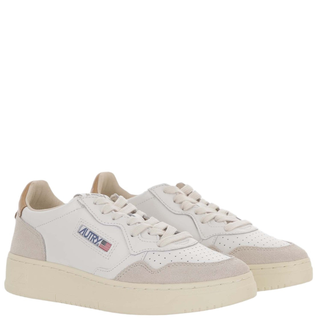 Autry White/Brown Medalist Low Leather Sneakers