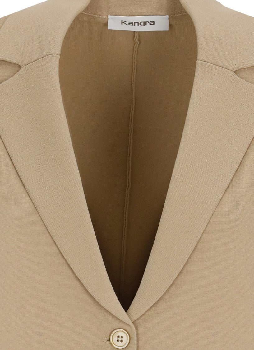 Kangra Beige Viscose Single Breasted Blazer