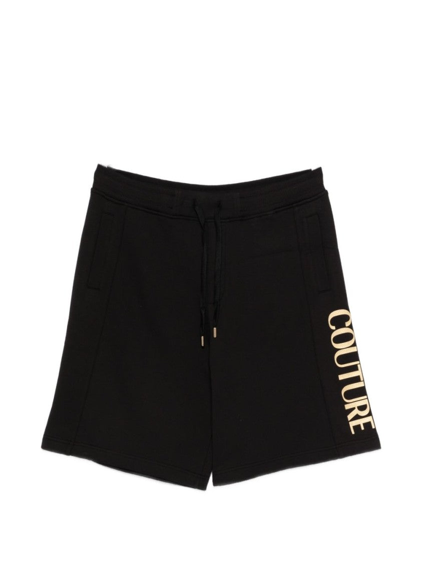 Versace Jeans Couture Relaxed Fit Black Shorts With Gold Accents