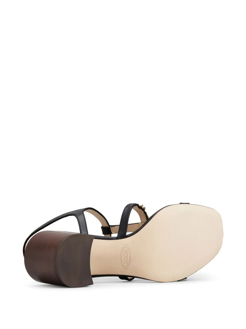 Tod's Elegant Black Leather Sandals