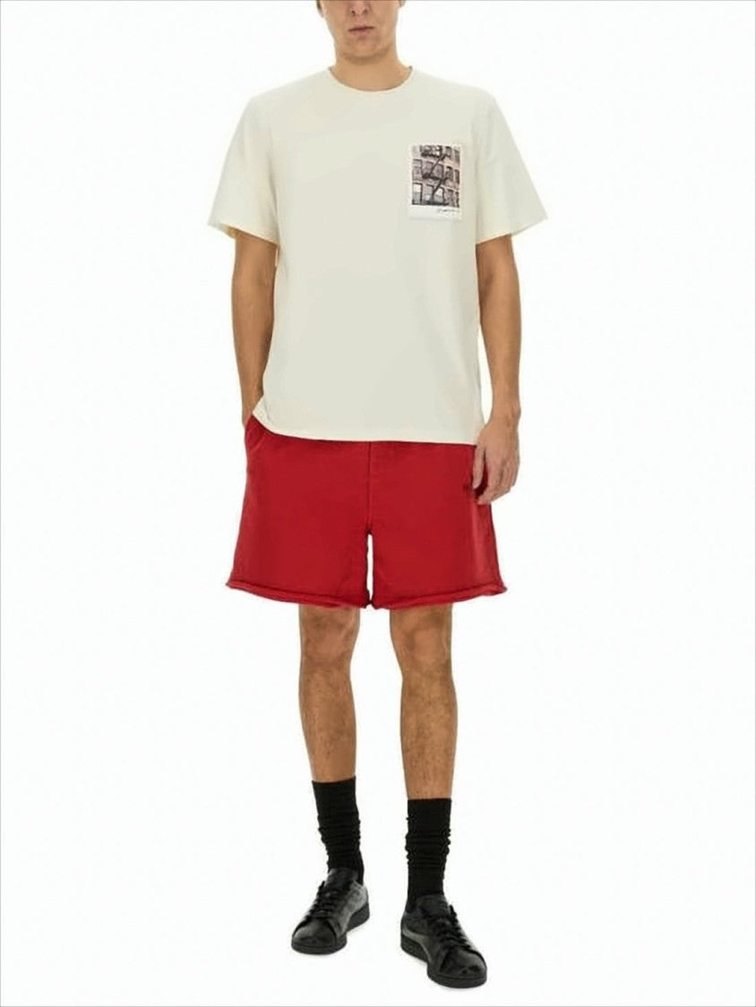 Helmut Lang Relaxed Fit Red Shorts With Elastic Waistband