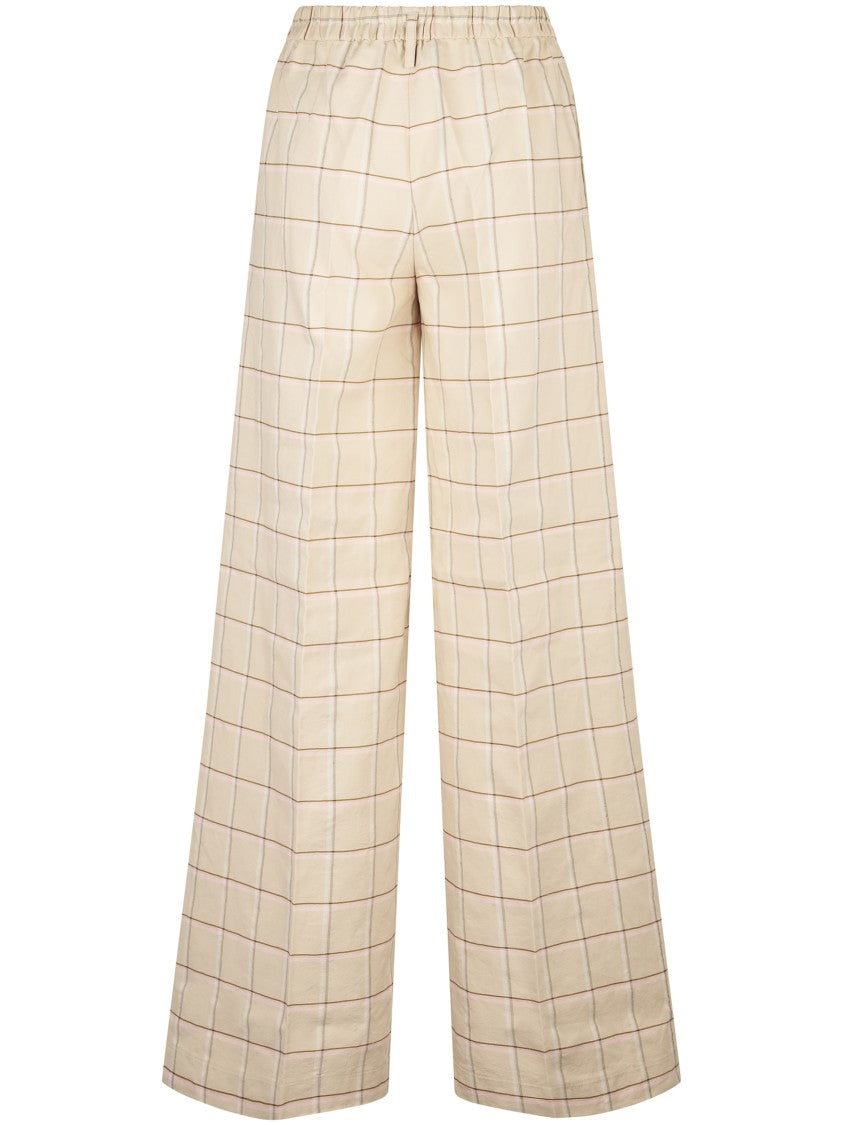 Forte Forte Loose Tartan Pattern Trousers With Elasticated Waistband