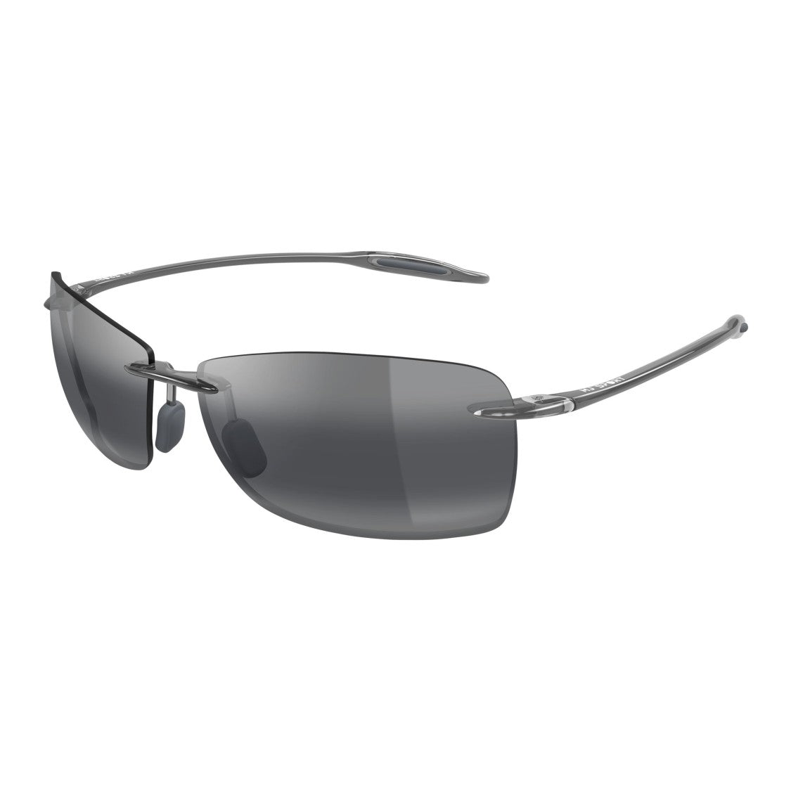 Maui Jim Lighthouse Rimless Sunglasses With Rectangular Dark-Tinted Lenses
