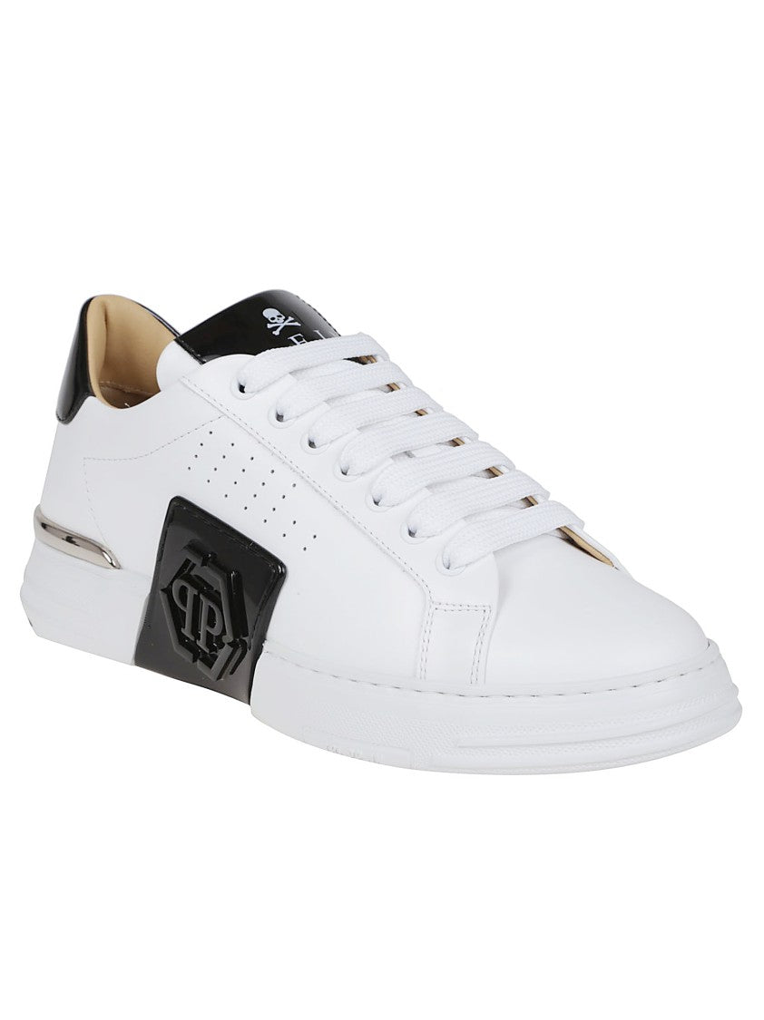 Philipp Plein Calfskin Leather Sneakers With Striking Logo Detailing