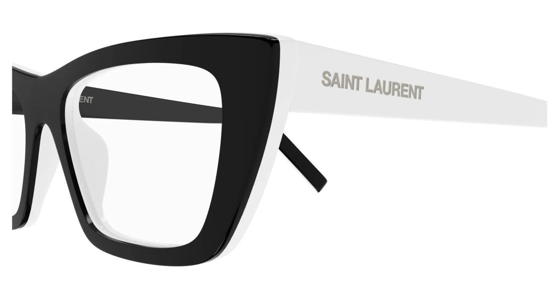 Saint Laurent Black Contrasting Temples Oversized Square Eyeglasses