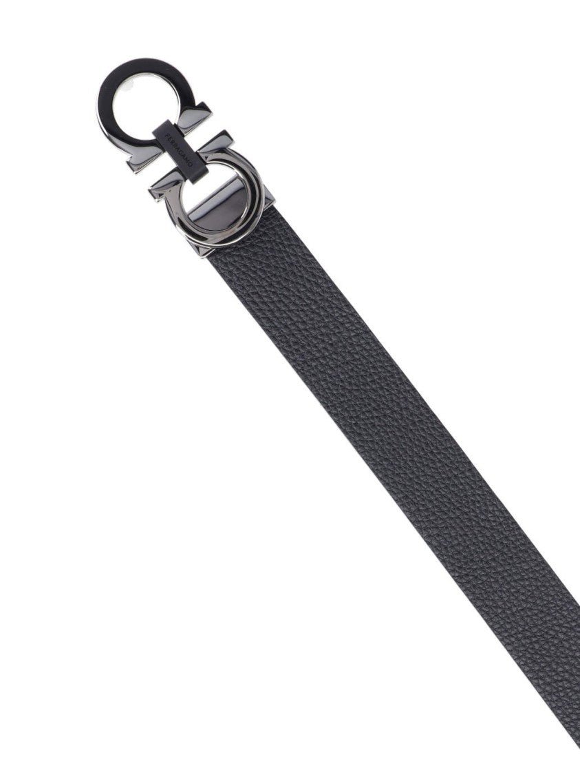 Ferragamo "Gancini" Reversible Belt Black