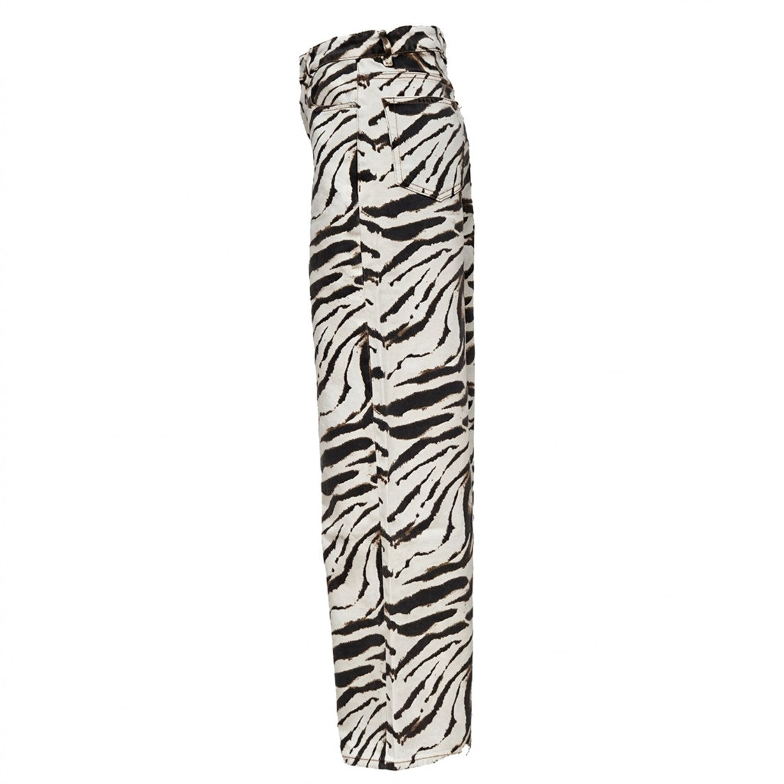Ganni High-Waisted Printed Denim Lari Jeans With Wide-Leg Silhouette