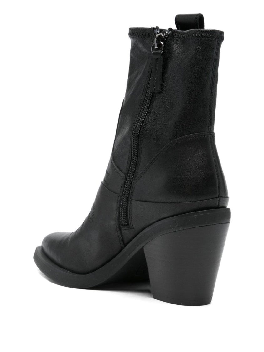 Ash Pointed Toe Black Ankle Boots