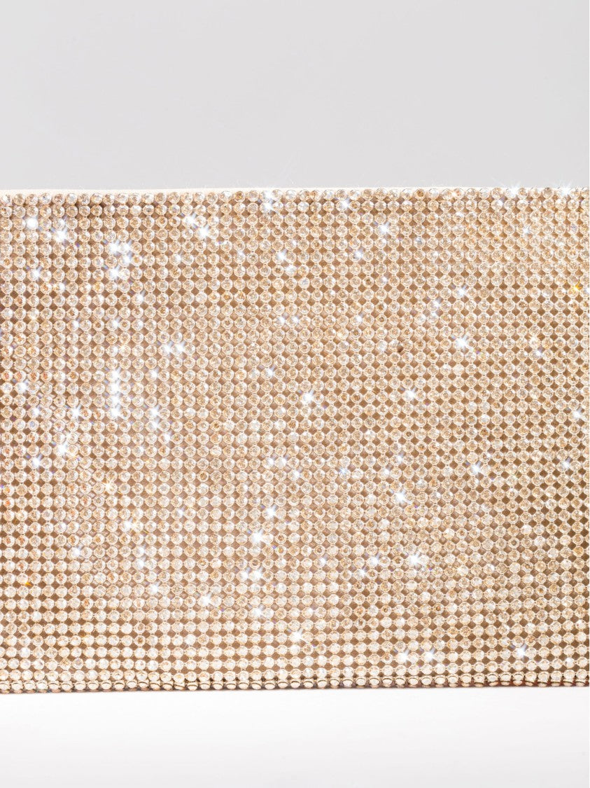 Benedetta Bruzziches Rectangular Evening Bag With Crystal Embellishments And Chain Strap