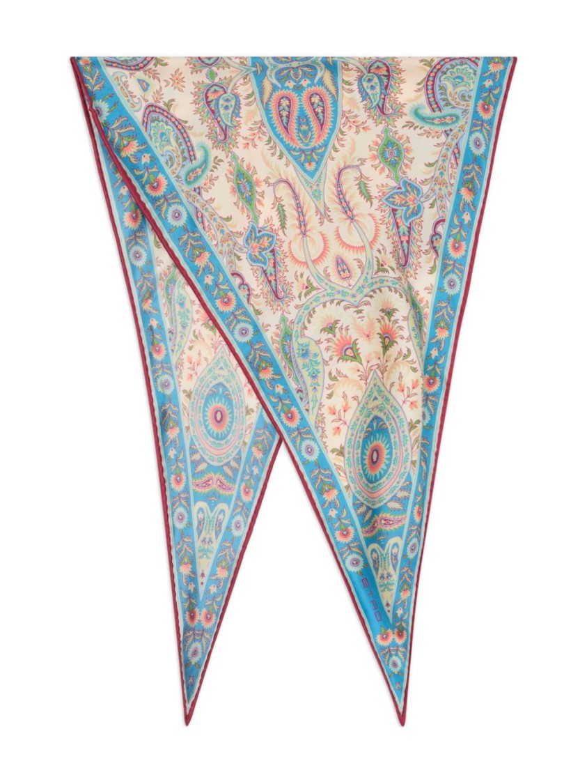 Etro Paisley Print Silk Scarf With Design