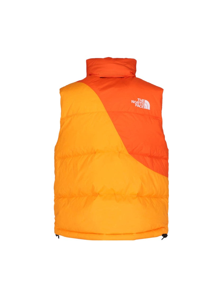 The North Face Two-Tone Padded Gilet In Orange And Yellow Nylon