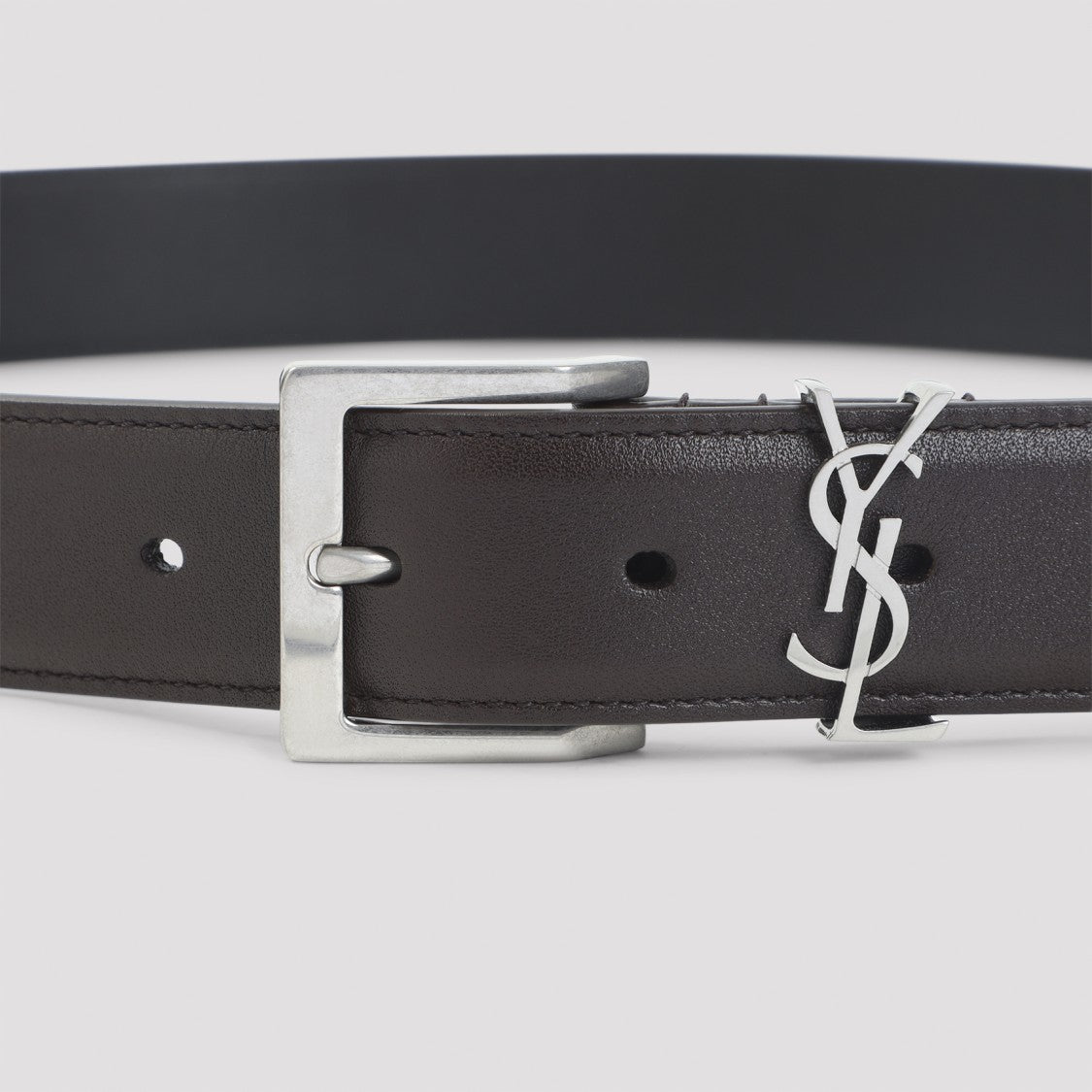 Saint Laurent Classic Brown Calf Leather Belt