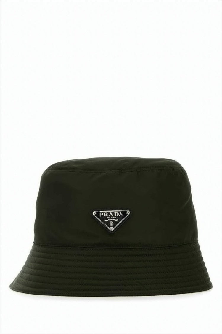 Prada Recycled Polyamide Bucket Hat With Matte Finish And Logo Plaque