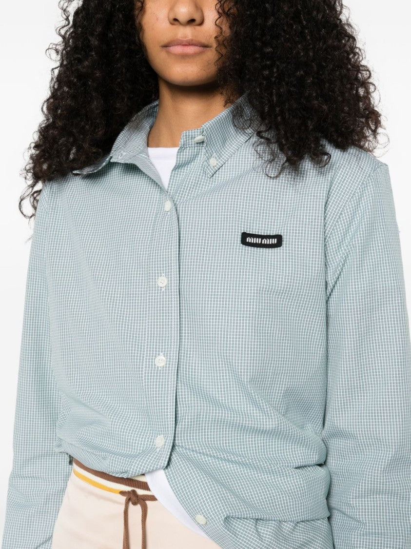 Miu Miu Blue Striped Poplin Classic Collar Shirt