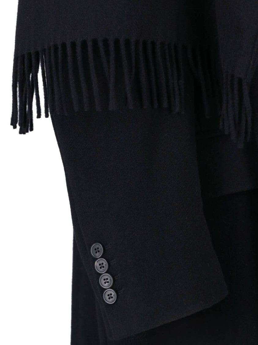 The Attico Long Black Coat With Tailored Fit