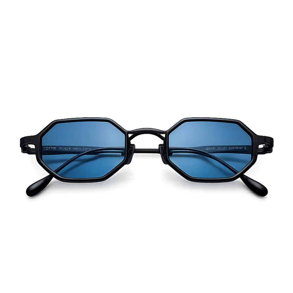 Capote Eyewear Black Jacaré Elongated Octagonal Sunglasses