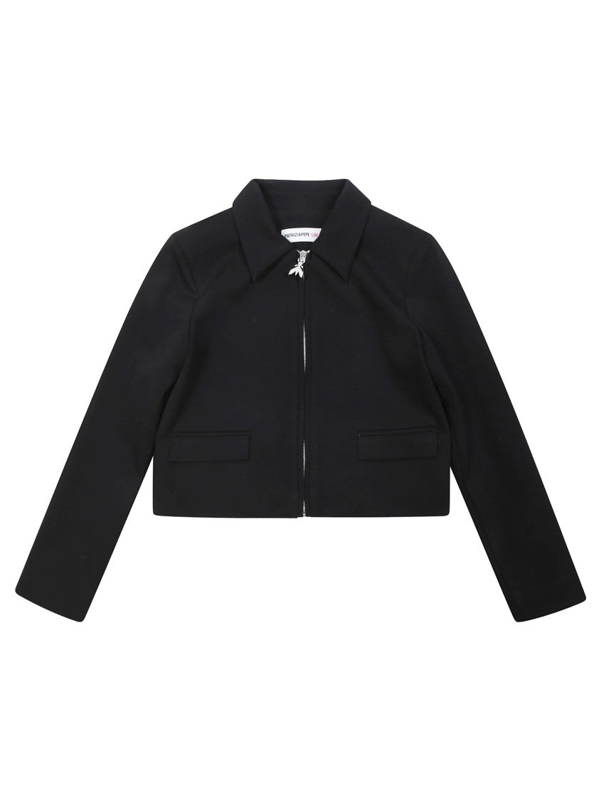 Patrizia Pepe Black Hooded Cropped Jacket