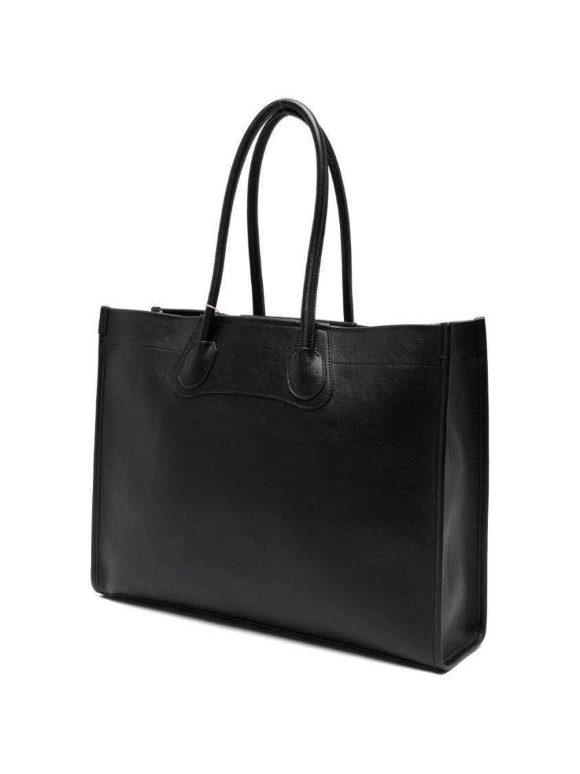Vivienne Westwood Black Leather Orb Plaque Top Bag