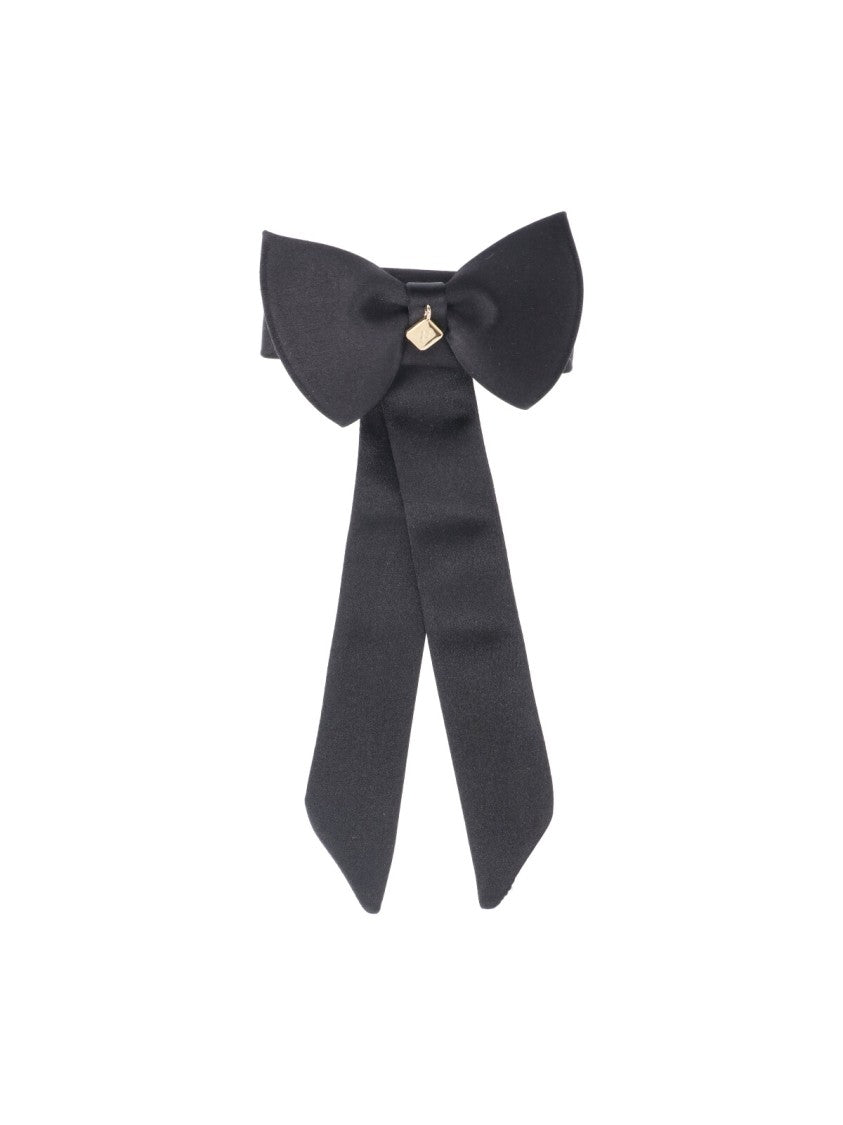 Ferragamo Black Bow Viscose-Silk Hair Clip