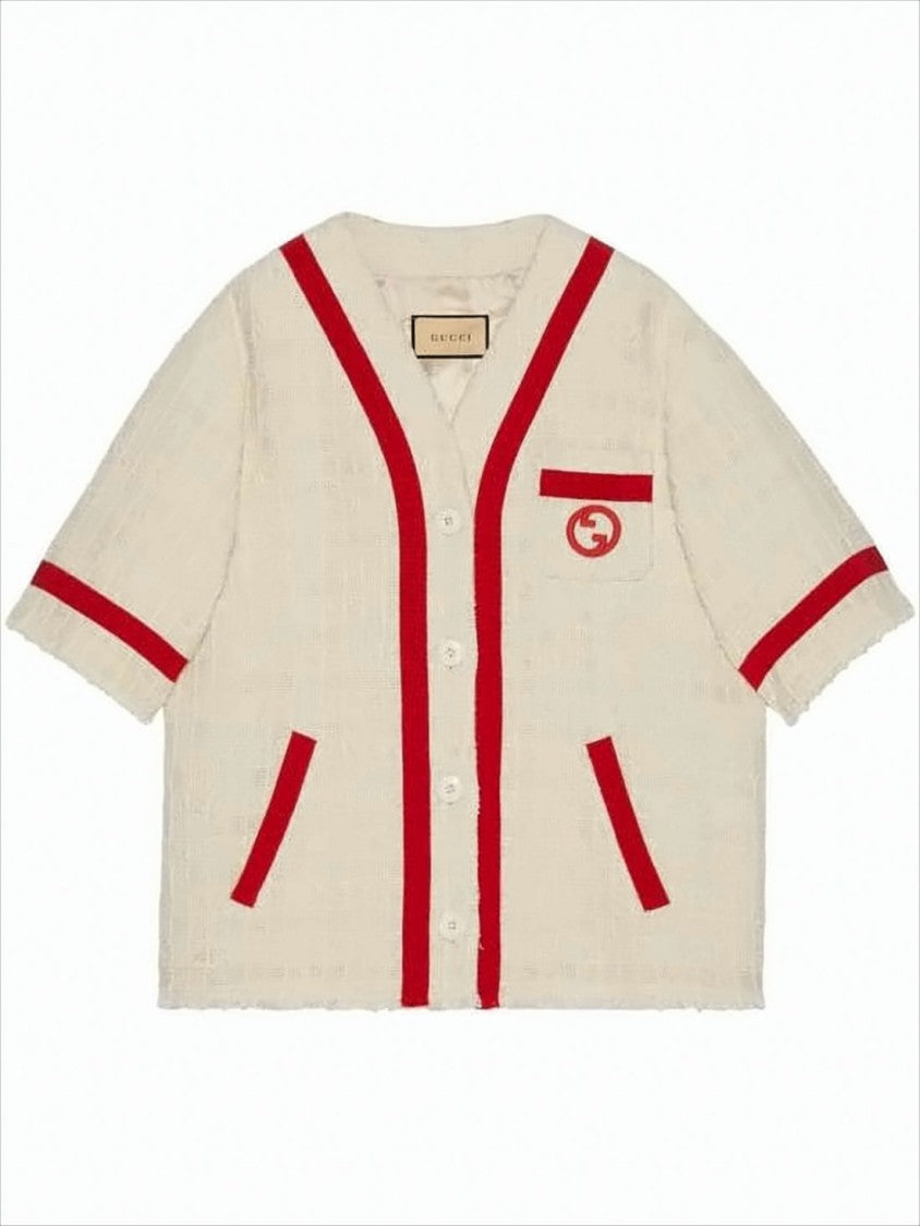 Gucci Textured Cream Short-Sleeved Jacket