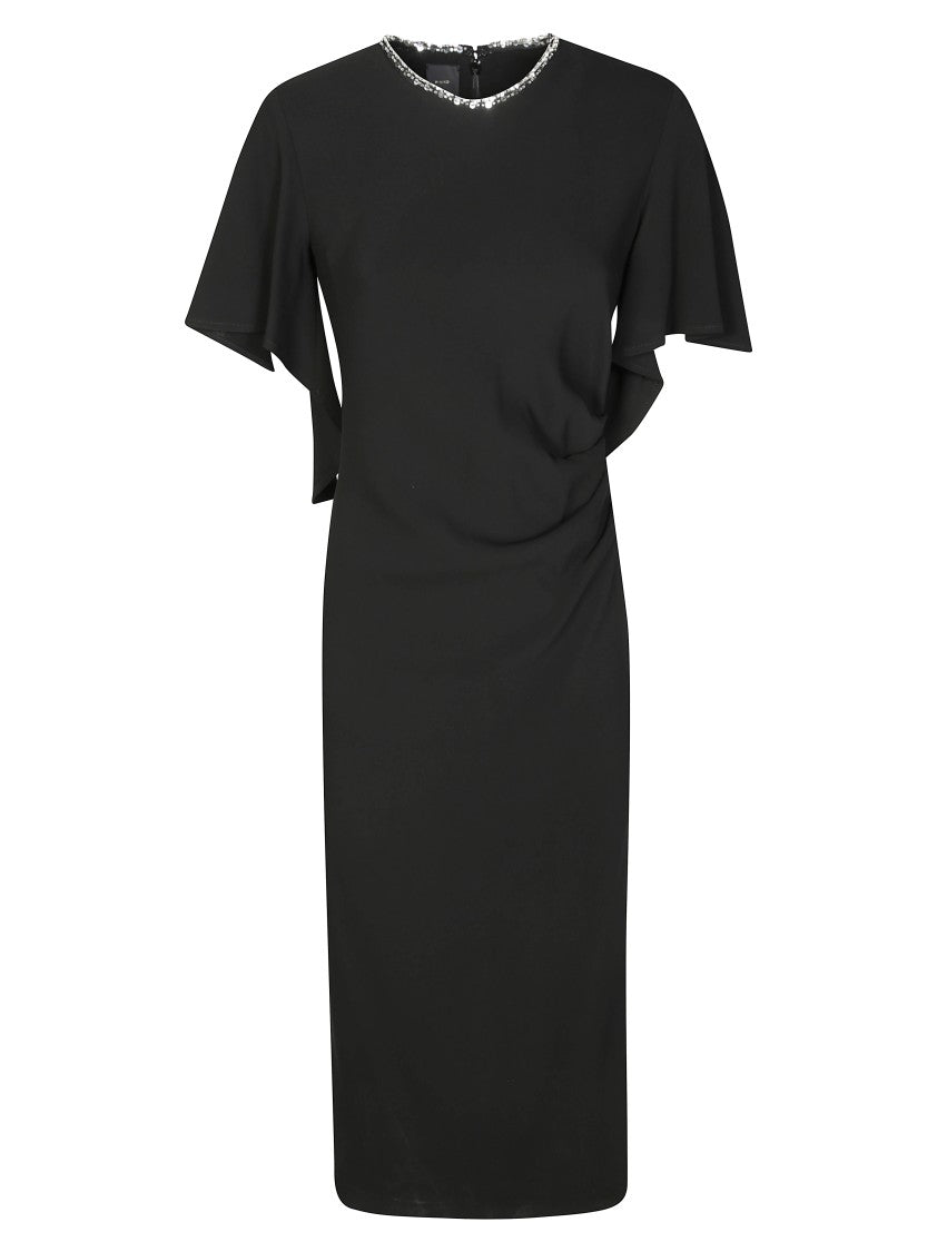 Pinko Fluid Midi Dress With Embroidered Collar